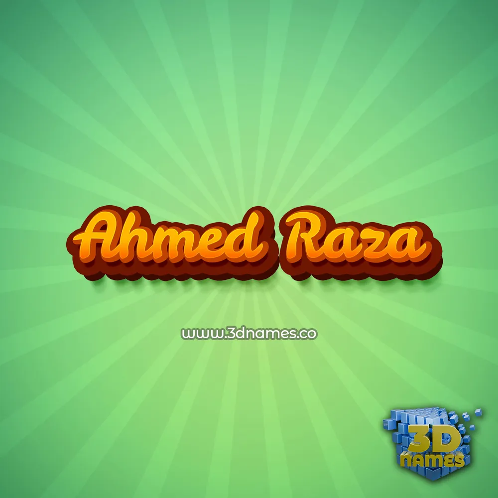 ahmed raza in Green Rays style - 3D name wallpaper