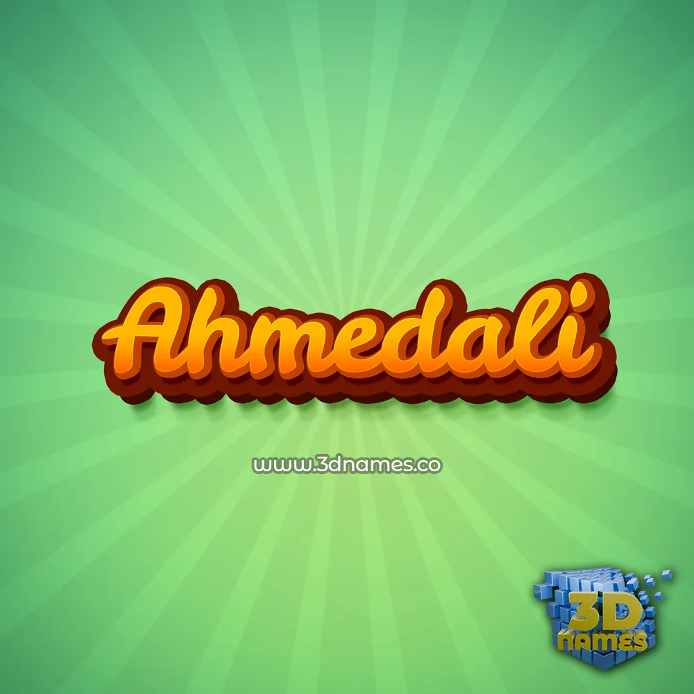 ahmedali in Green Rays style - 3D name wallpaper