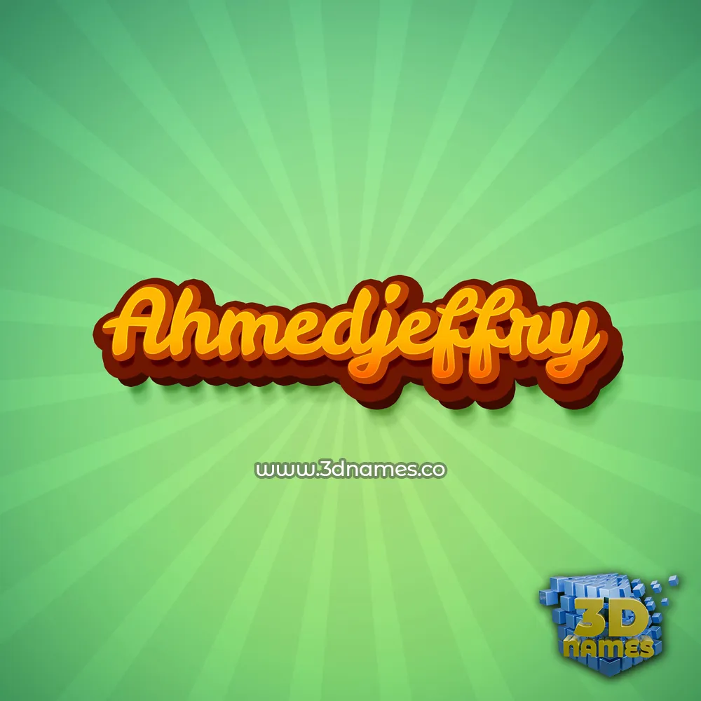 ahmedjeffry in Green Rays style - 3D name wallpaper