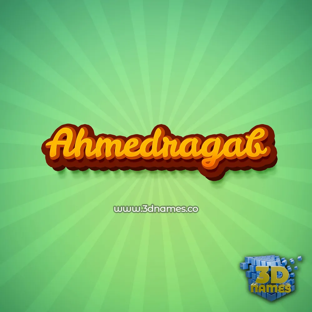 ahmedragab in Green Rays style - 3D name wallpaper