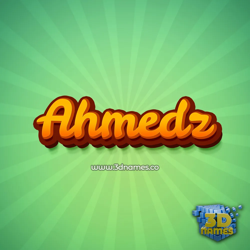 ahmedz in Green Rays style - 3D name wallpaper
