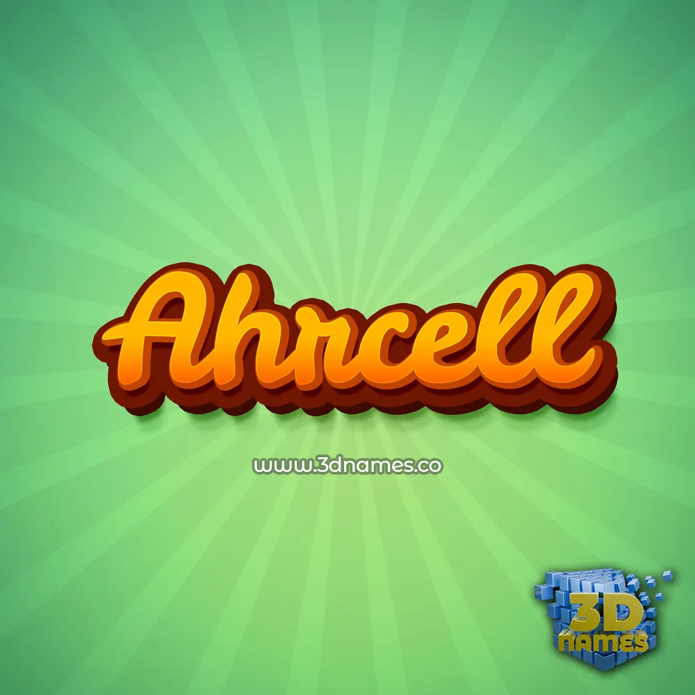 ahrcell in Green Rays style - 3D name wallpaper