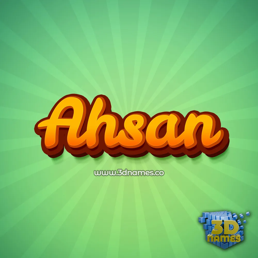ahsan in Green Rays style - 3D name wallpaper