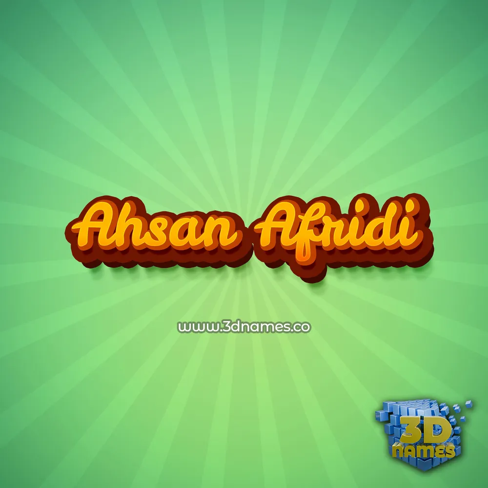ahsan afridi in Green Rays style - 3D name wallpaper