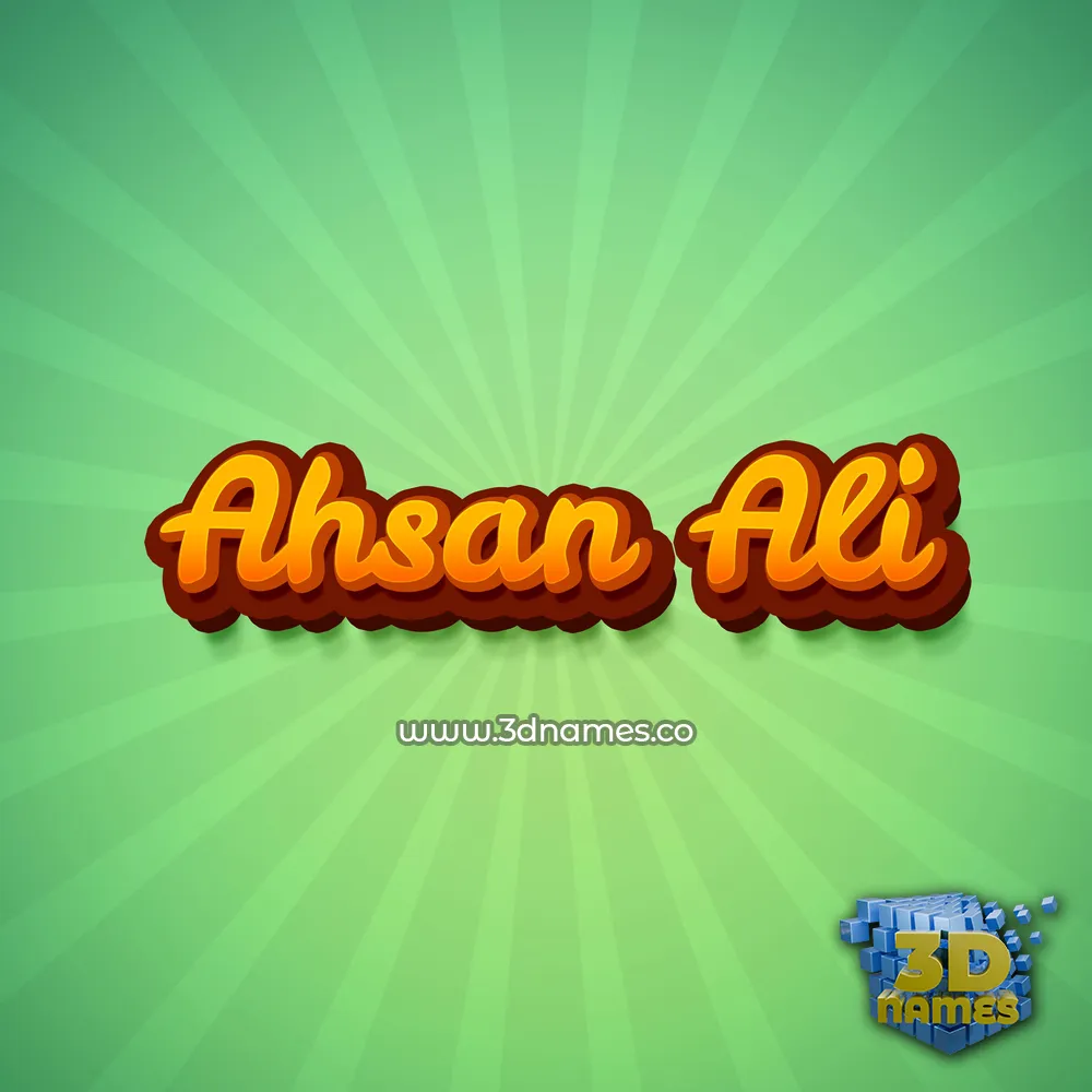 ahsan ali in Green Rays style - 3D name wallpaper