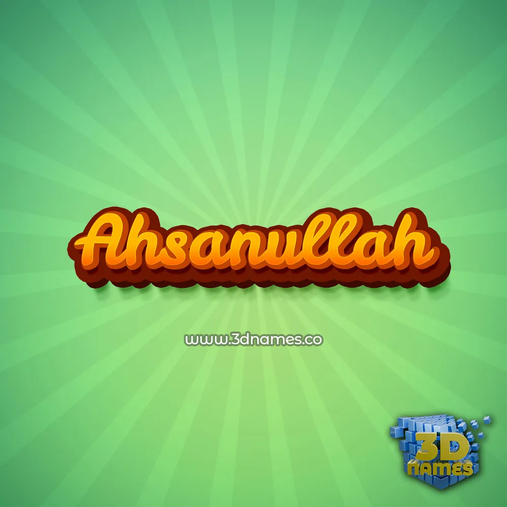 ahsanullah in Green Rays style - 3D name wallpaper