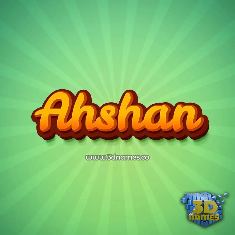 ahshan in Green Rays style - 3D name wallpaper