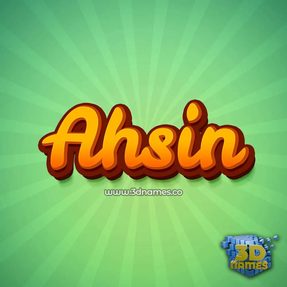 ahsin in Green Rays style - 3D name wallpaper
