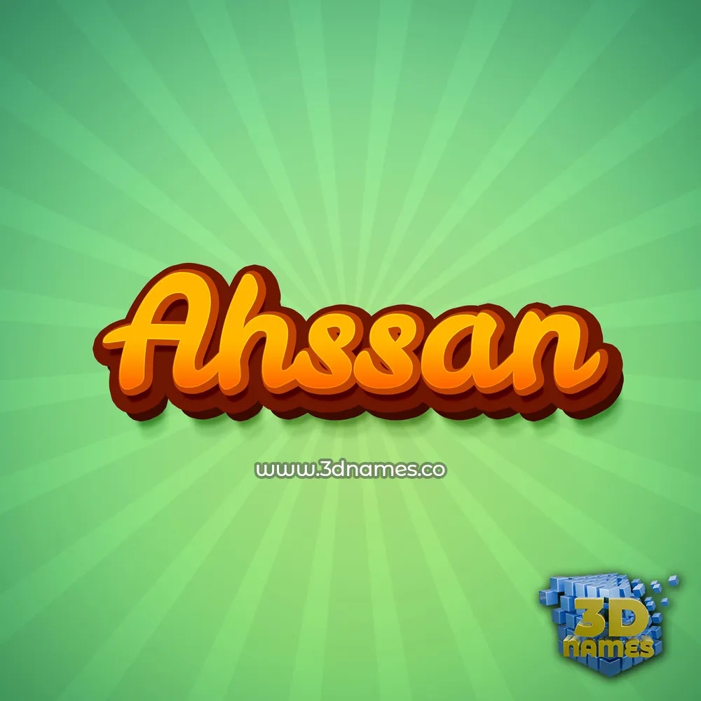 ahssan in Green Rays style - 3D name wallpaper