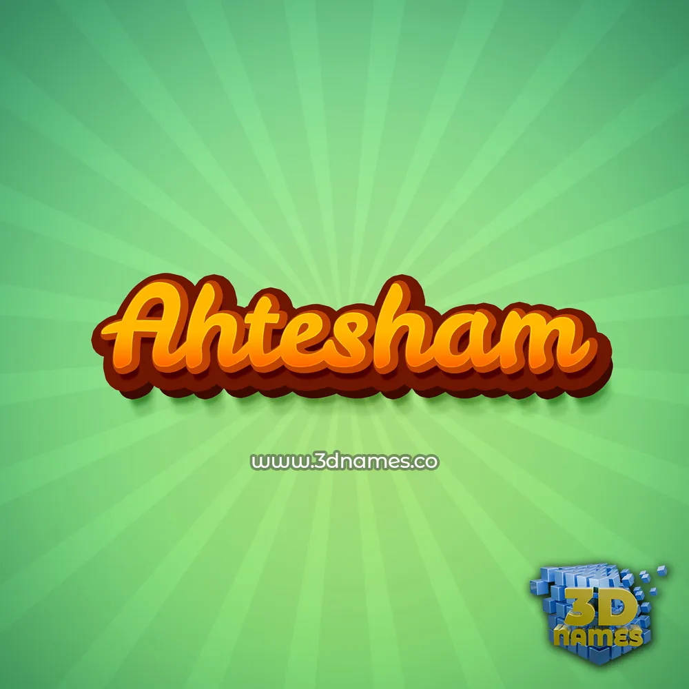 ahtesham in Green Rays style - 3D name wallpaper