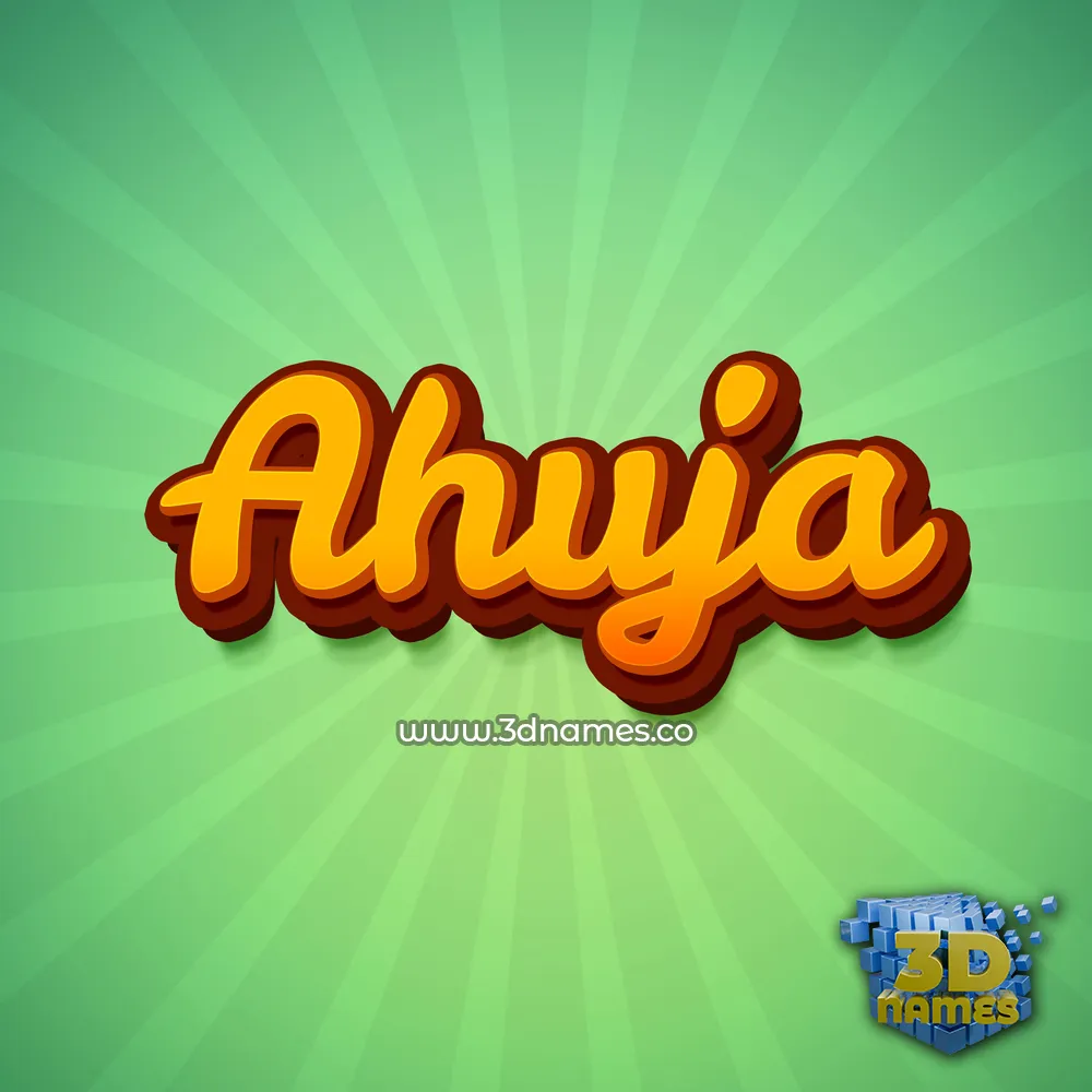 ahuja in Green Rays style - 3D name wallpaper