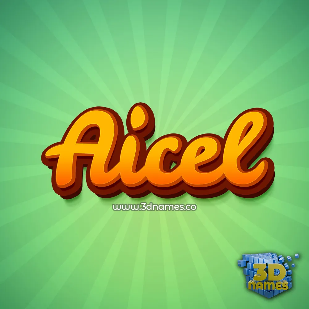 aicel in Green Rays style - 3D name wallpaper