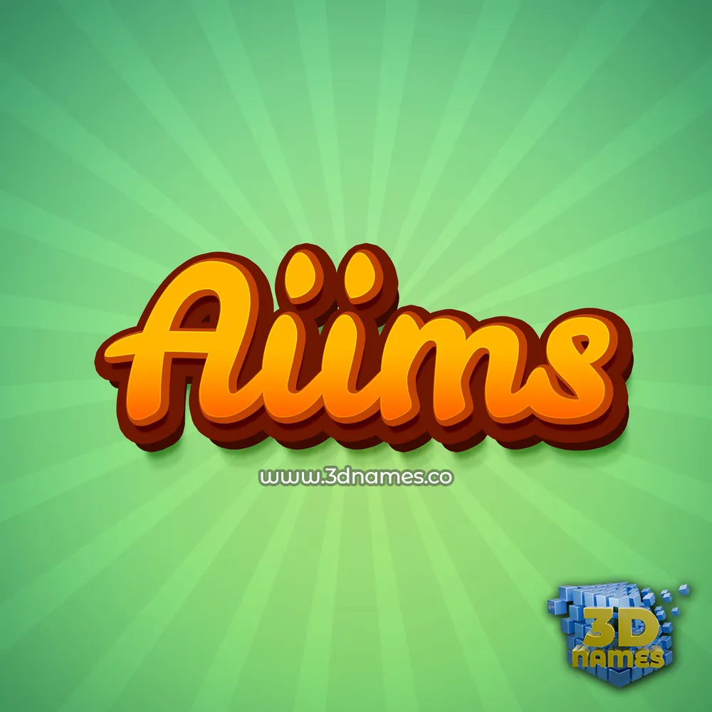 aiims in Green Rays style - 3D name wallpaper