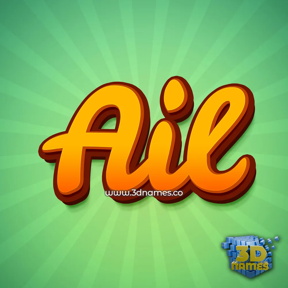 ail in Green Rays style - 3D name wallpaper
