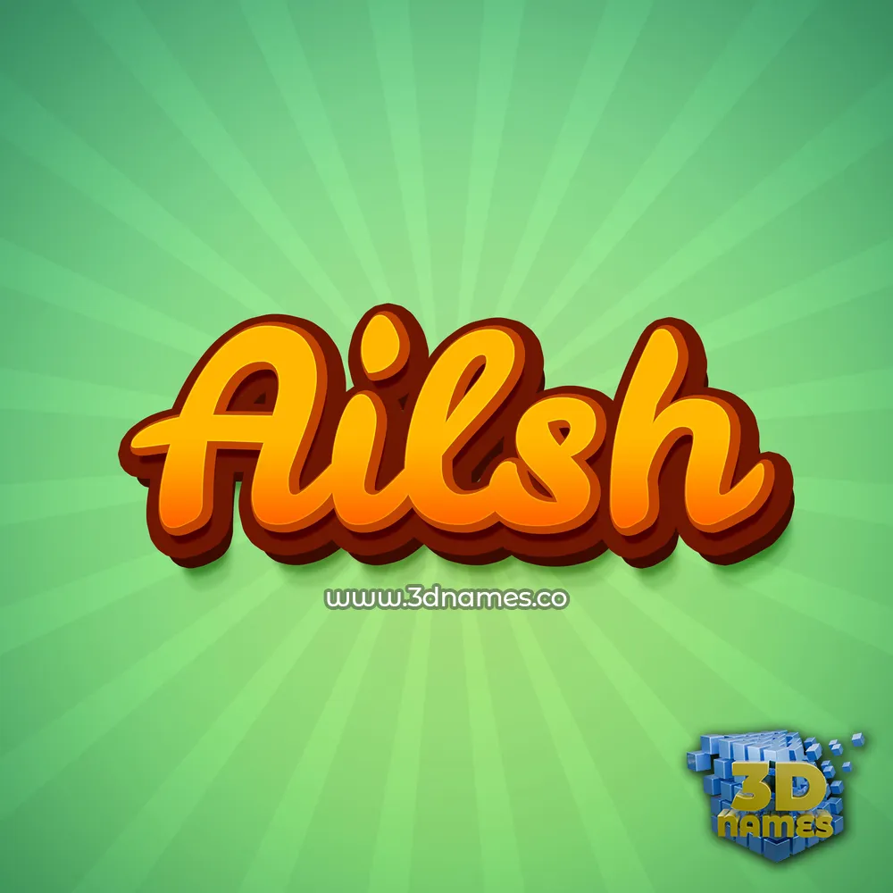 ailsh in Green Rays style - 3D name wallpaper