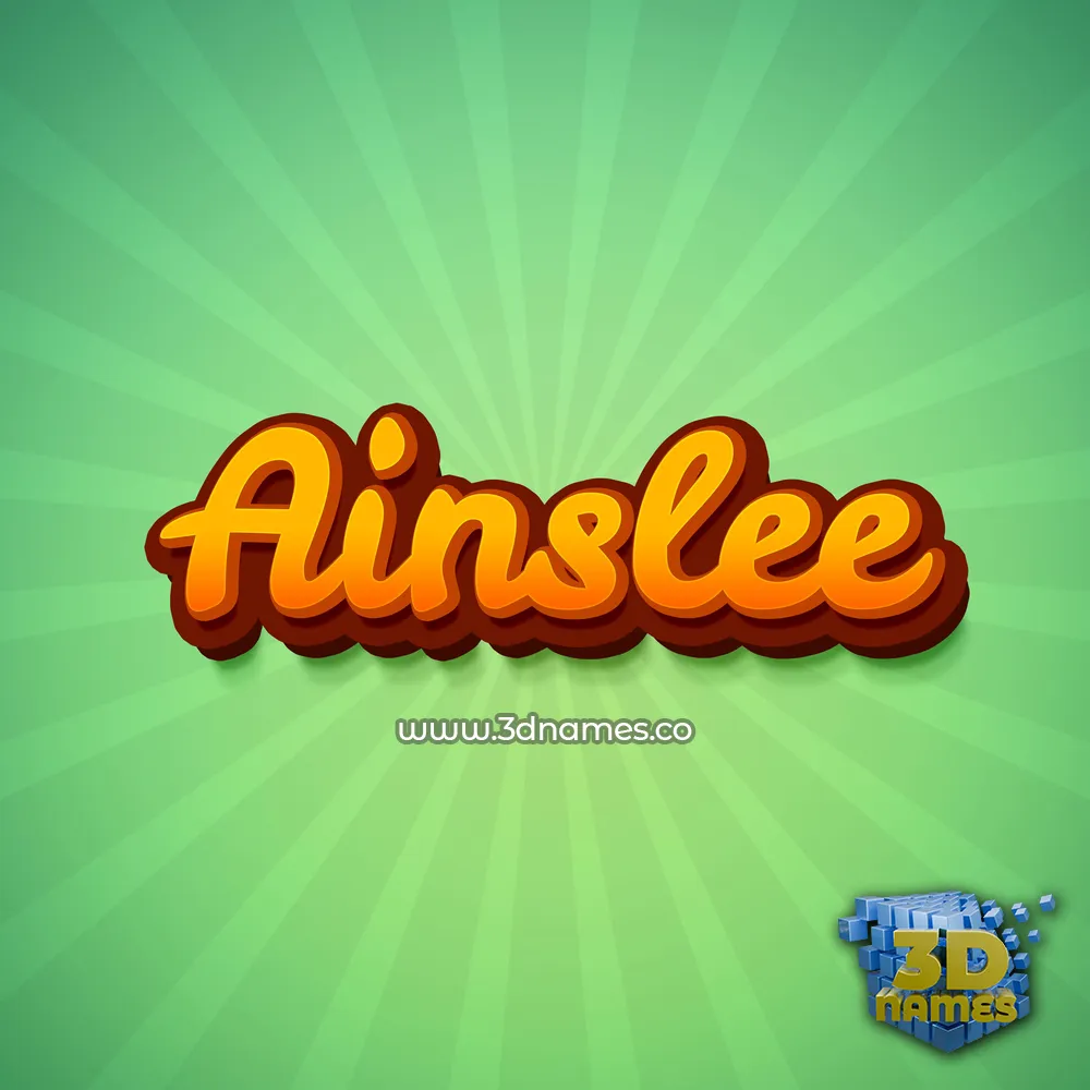 ainslee in Green Rays style - 3D name wallpaper