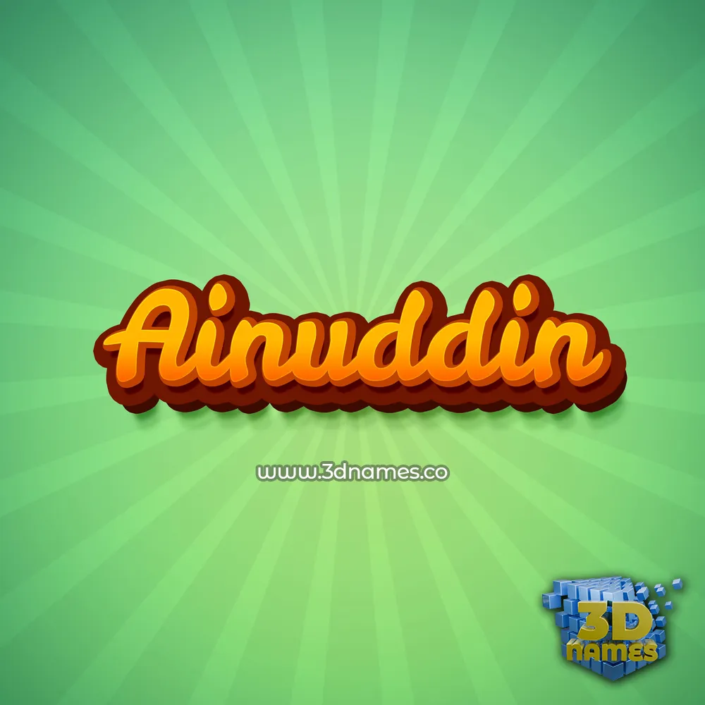 ainuddin in Green Rays style - 3D name wallpaper
