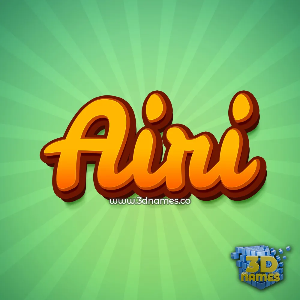 airi in Green Rays style - 3D name wallpaper