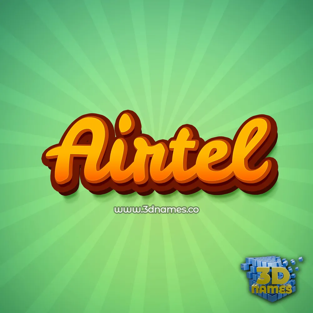airtel in Green Rays style - 3D name wallpaper