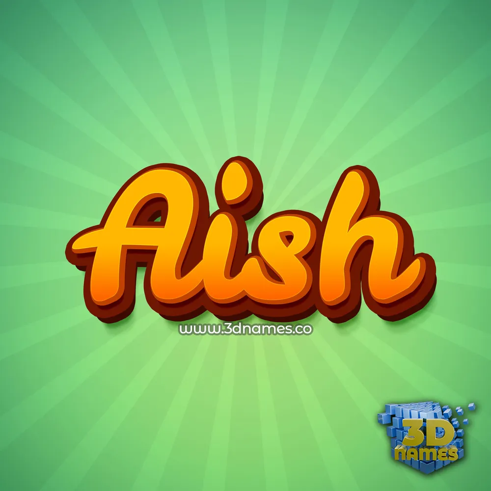 aish in Green Rays style - 3D name wallpaper
