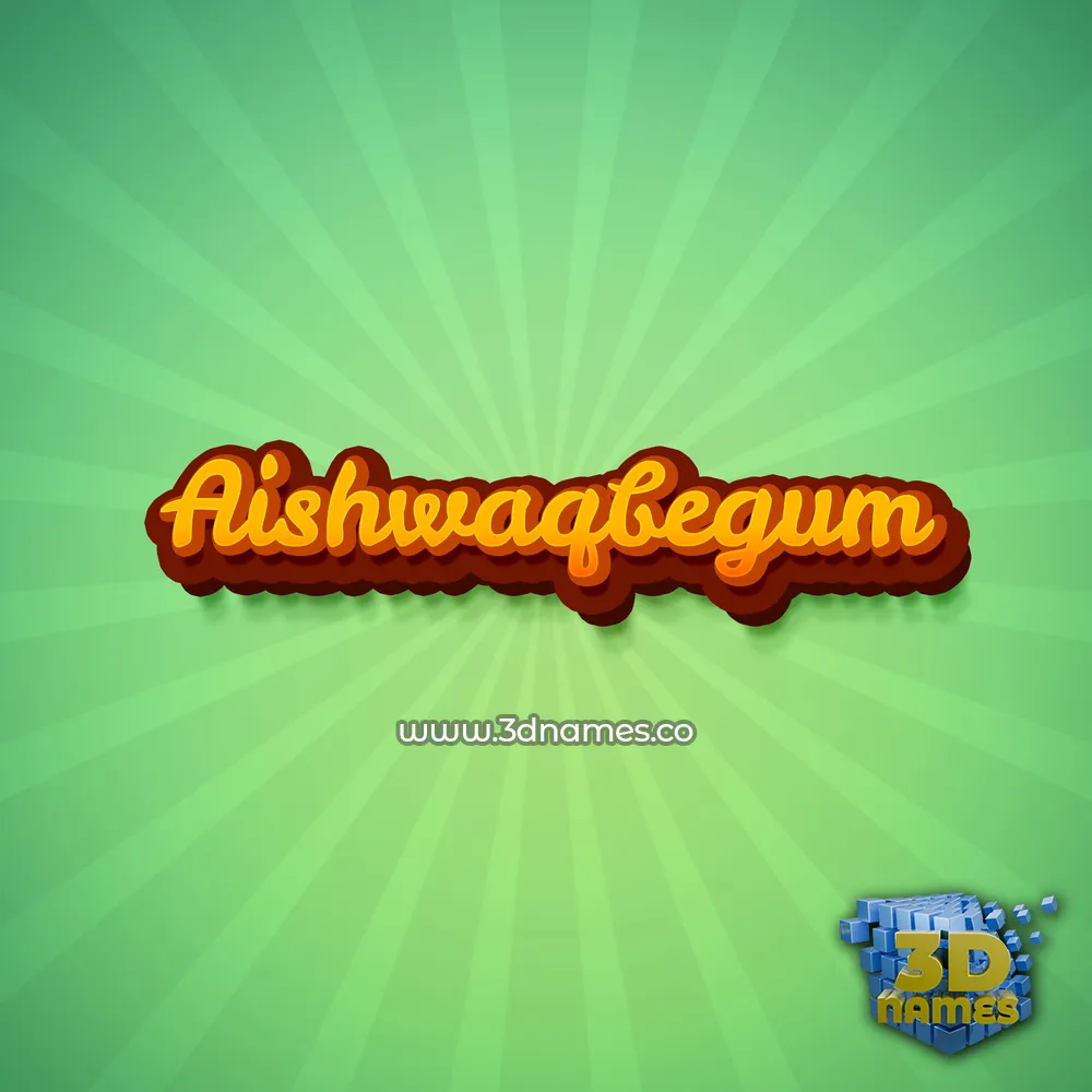 aishwaqbegum in Green Rays style - 3D name wallpaper