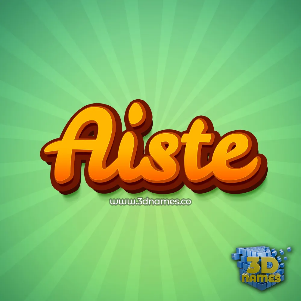 aiste in Green Rays style - 3D name wallpaper