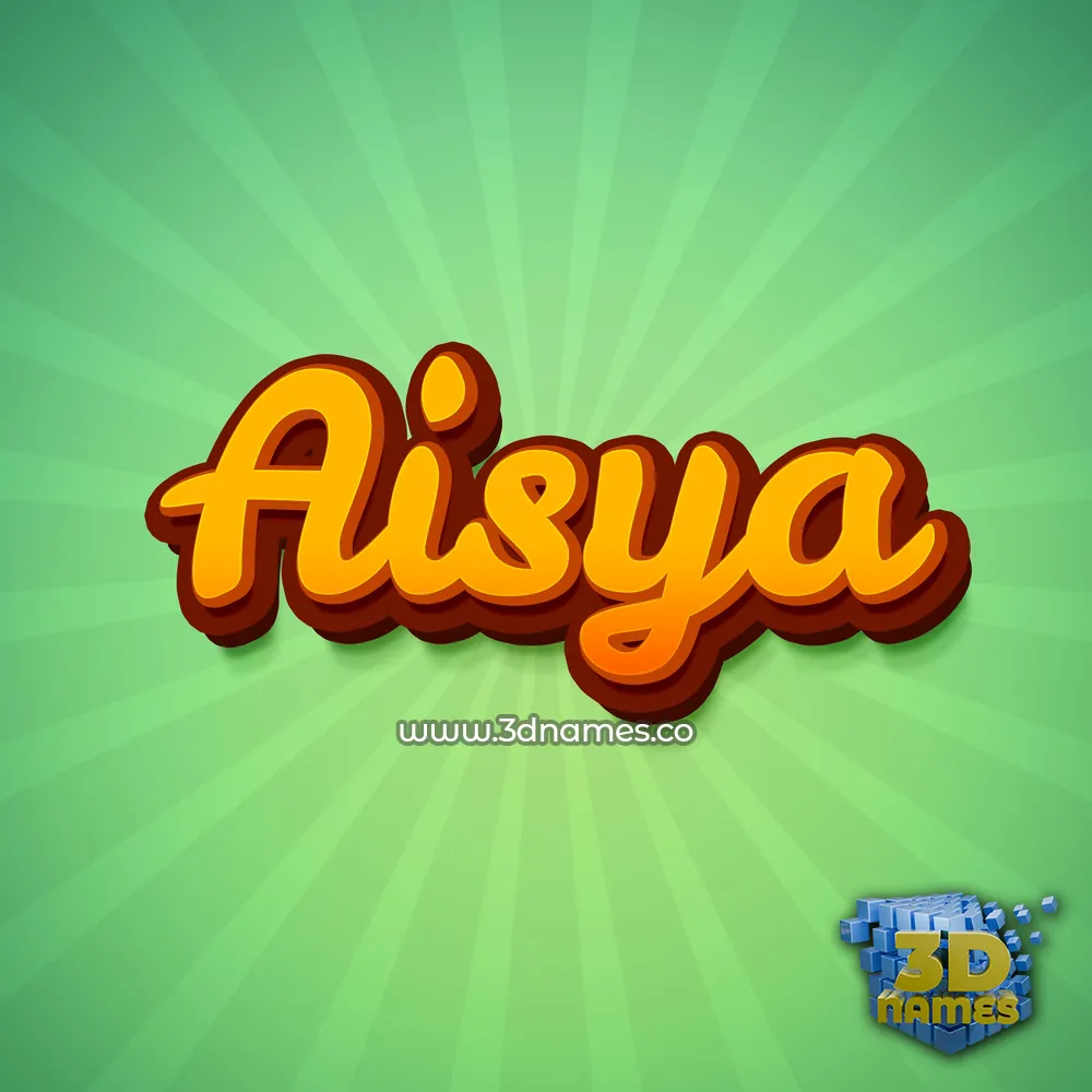 aisya in Green Rays style - 3D name wallpaper