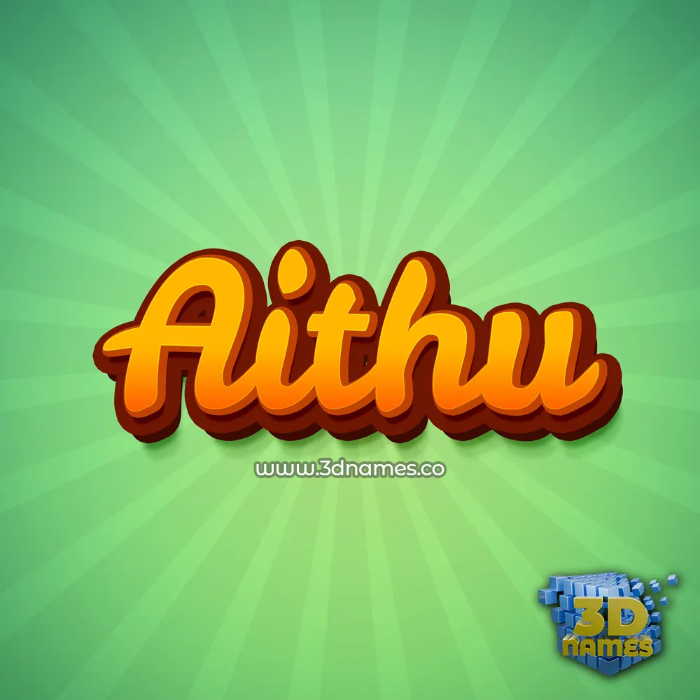 aithu in Green Rays style - 3D name wallpaper