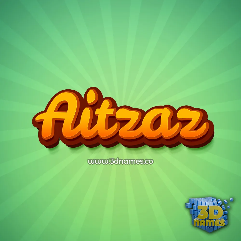 aitzaz in Green Rays style - 3D name wallpaper
