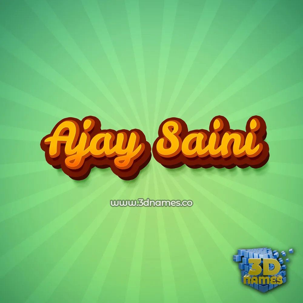 ajay saini in Green Rays style - 3D name wallpaper
