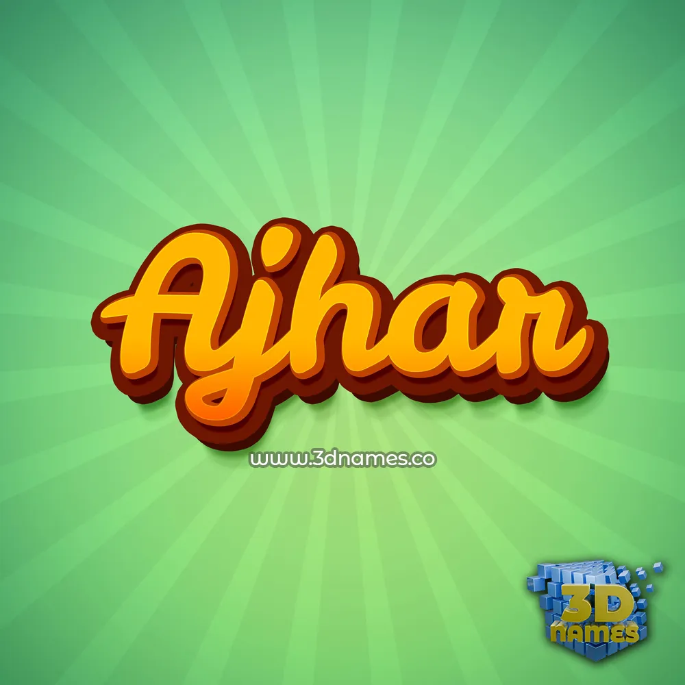 ajhar in Green Rays style - 3D name wallpaper