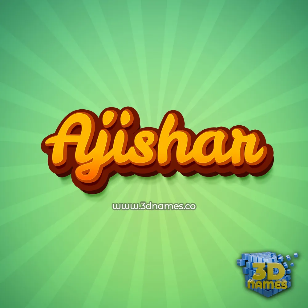 ajishar in Green Rays style - 3D name wallpaper