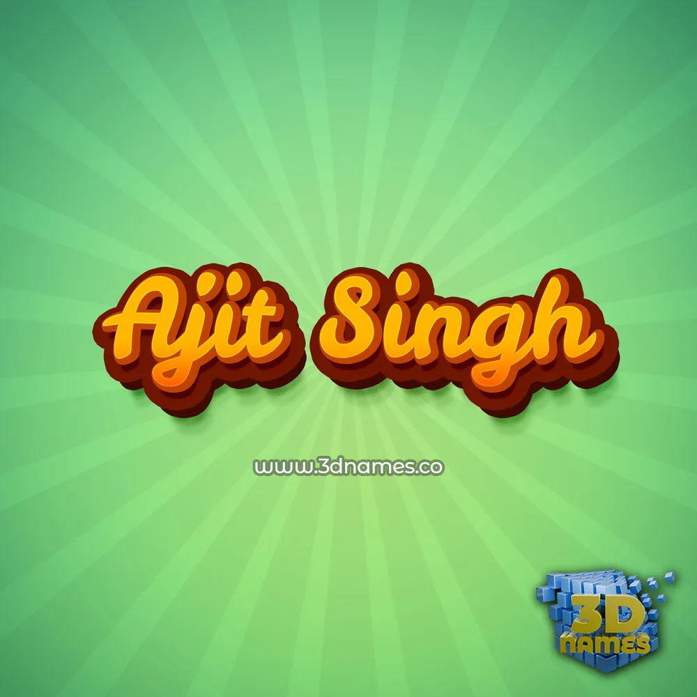 ajit singh in Green Rays style - 3D name wallpaper