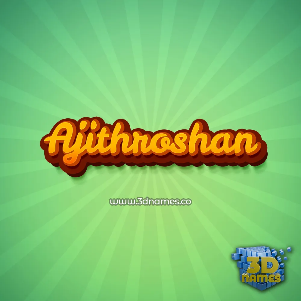 ajithroshan in Green Rays style - 3D name wallpaper
