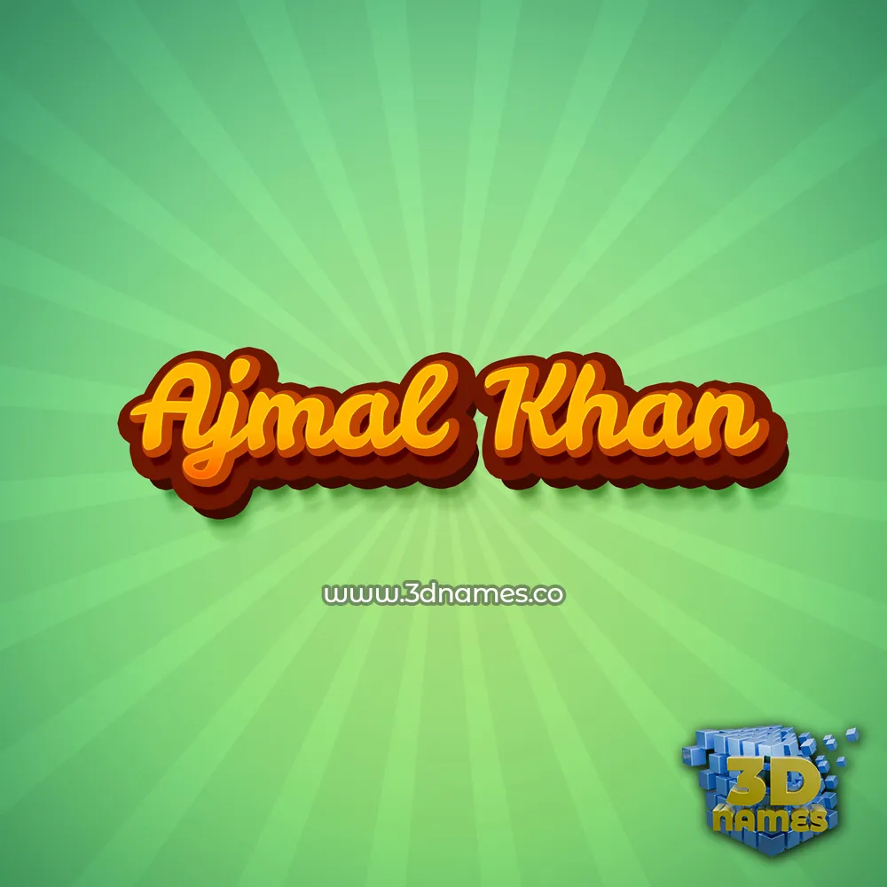 ajmal khan in Green Rays style - 3D name wallpaper
