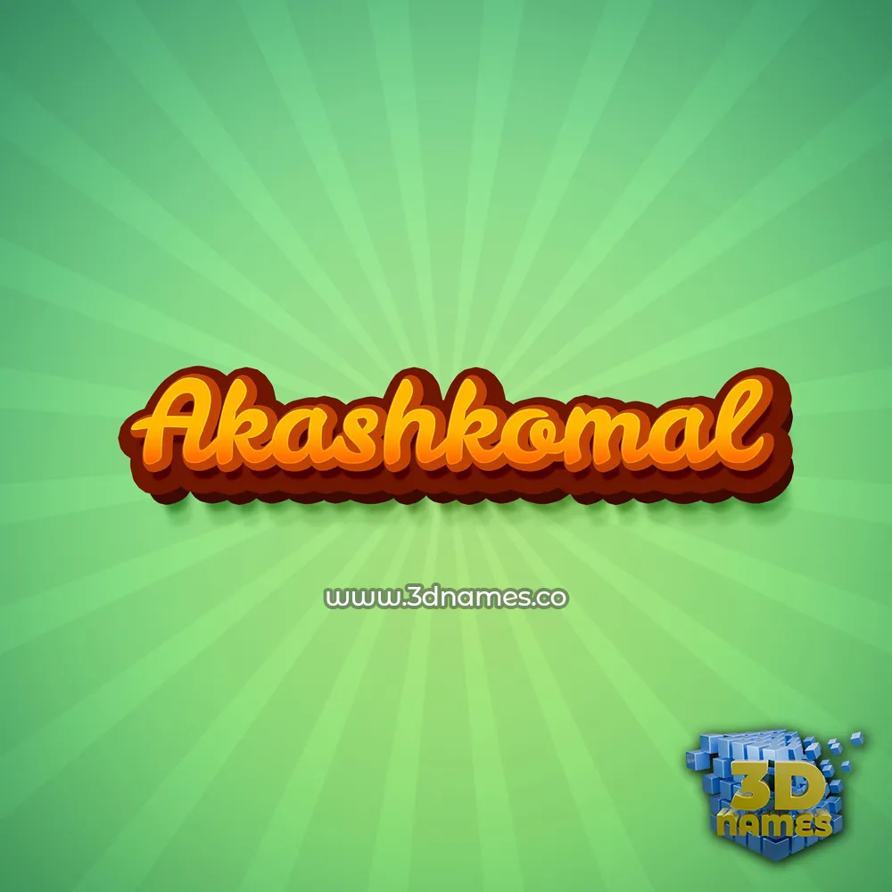 akashkomal in Green Rays style - 3D name wallpaper