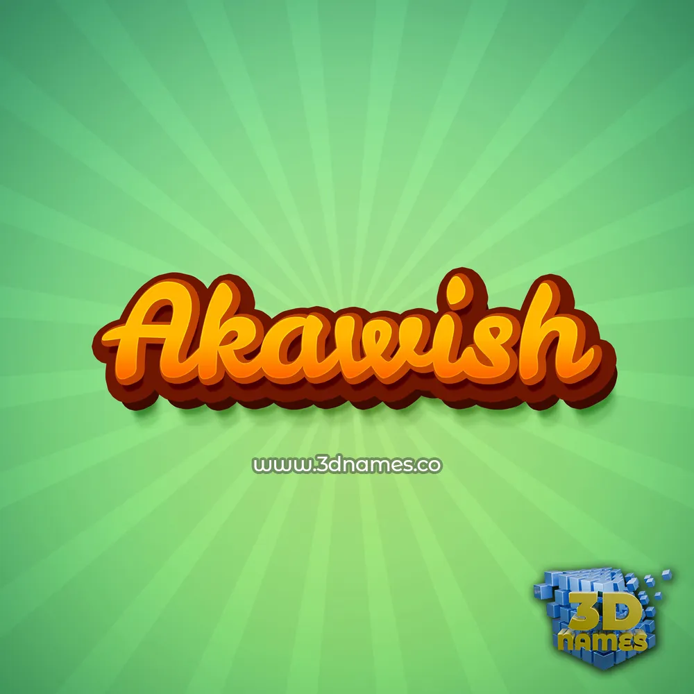 akawish in Green Rays style - 3D name wallpaper
