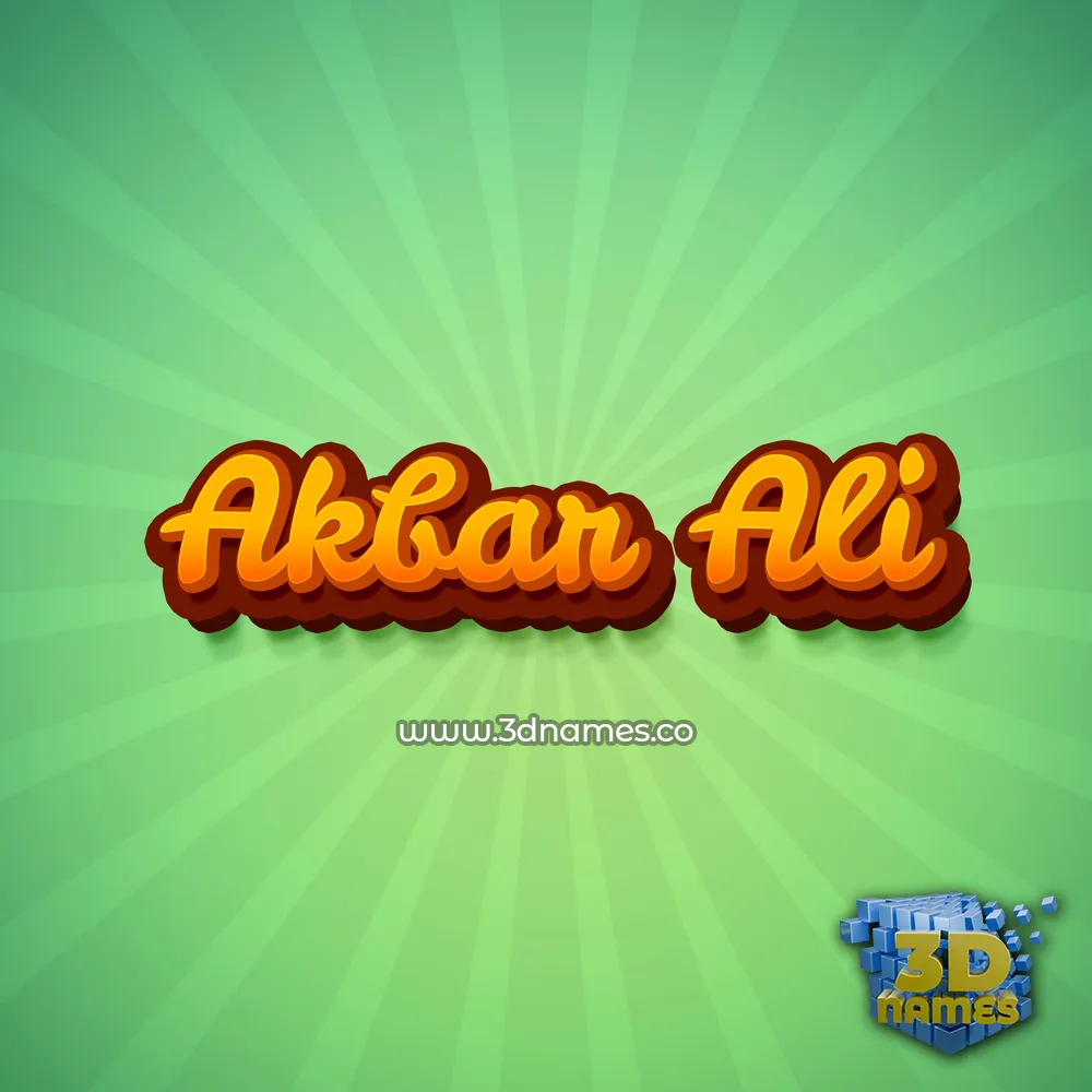 akbar ali in Green Rays style - 3D name wallpaper