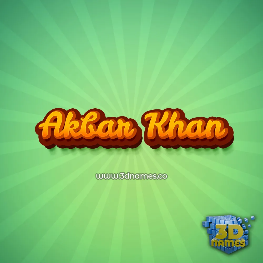 akbar khan in Green Rays style - 3D name wallpaper