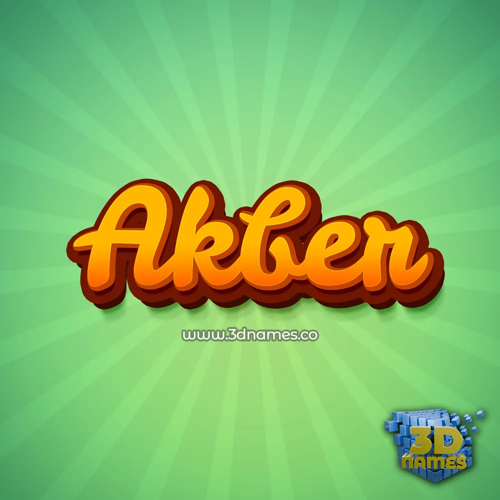 akber in Green Rays style - 3D name wallpaper