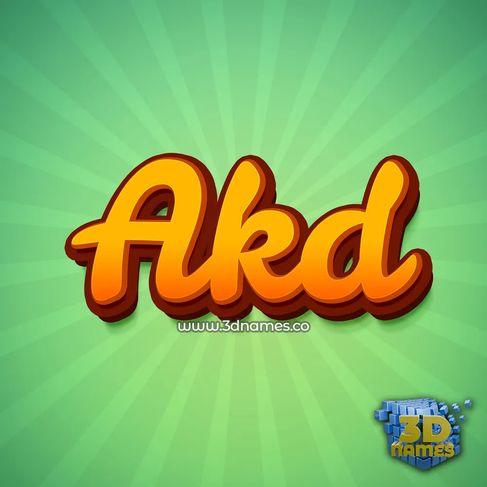 akd in Green Rays style - 3D name wallpaper