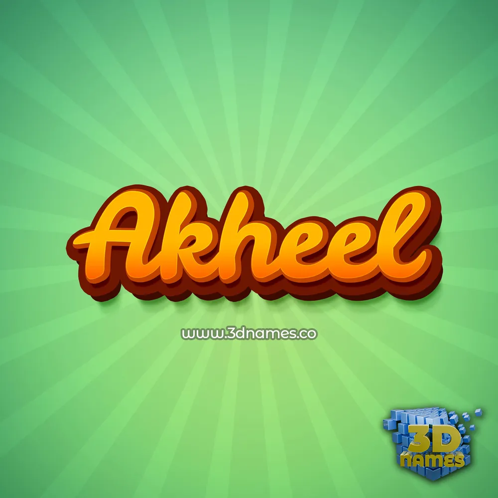 akheel in Green Rays style - 3D name wallpaper