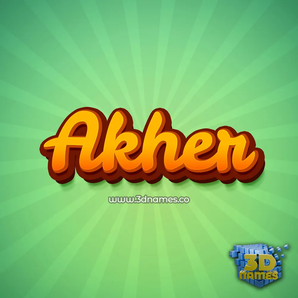 akher in Green Rays style - 3D name wallpaper