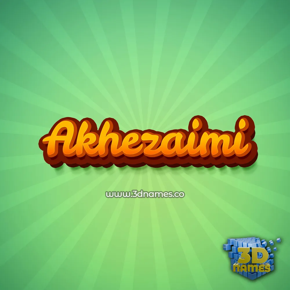 akhezaimi in Green Rays style - 3D name wallpaper