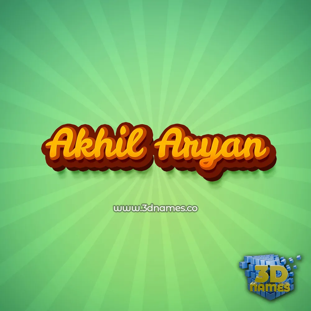 akhil aryan in Green Rays style - 3D name wallpaper