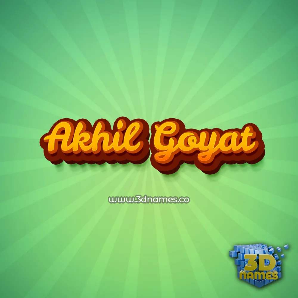 akhil goyat in Green Rays style - 3D name wallpaper