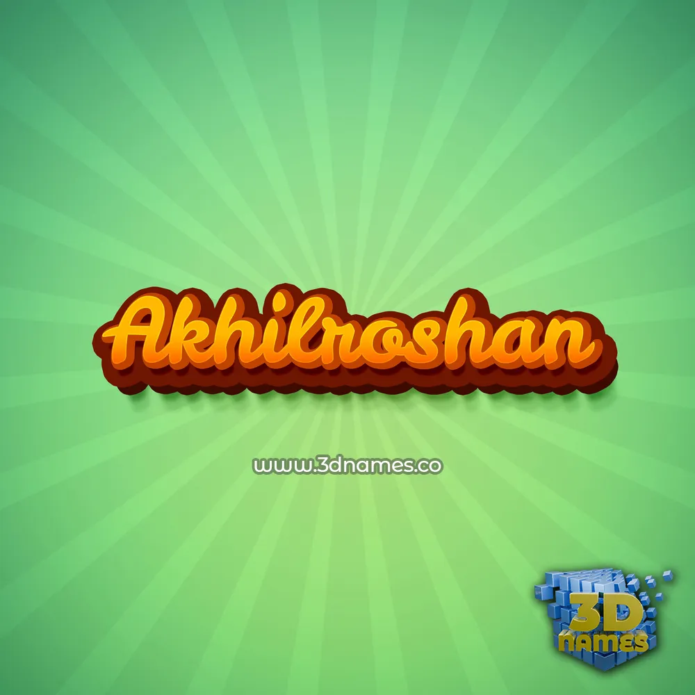 akhilroshan in Green Rays style - 3D name wallpaper