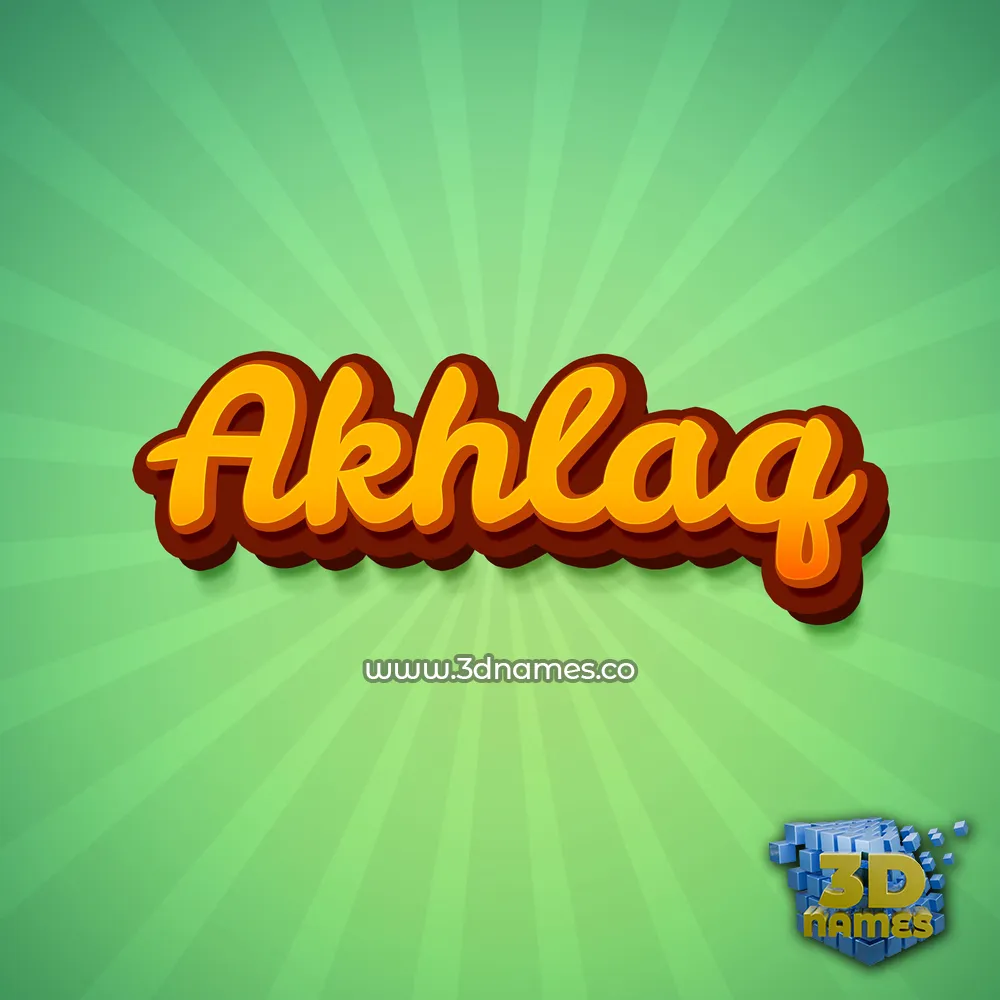 akhlaq in Green Rays style - 3D name wallpaper