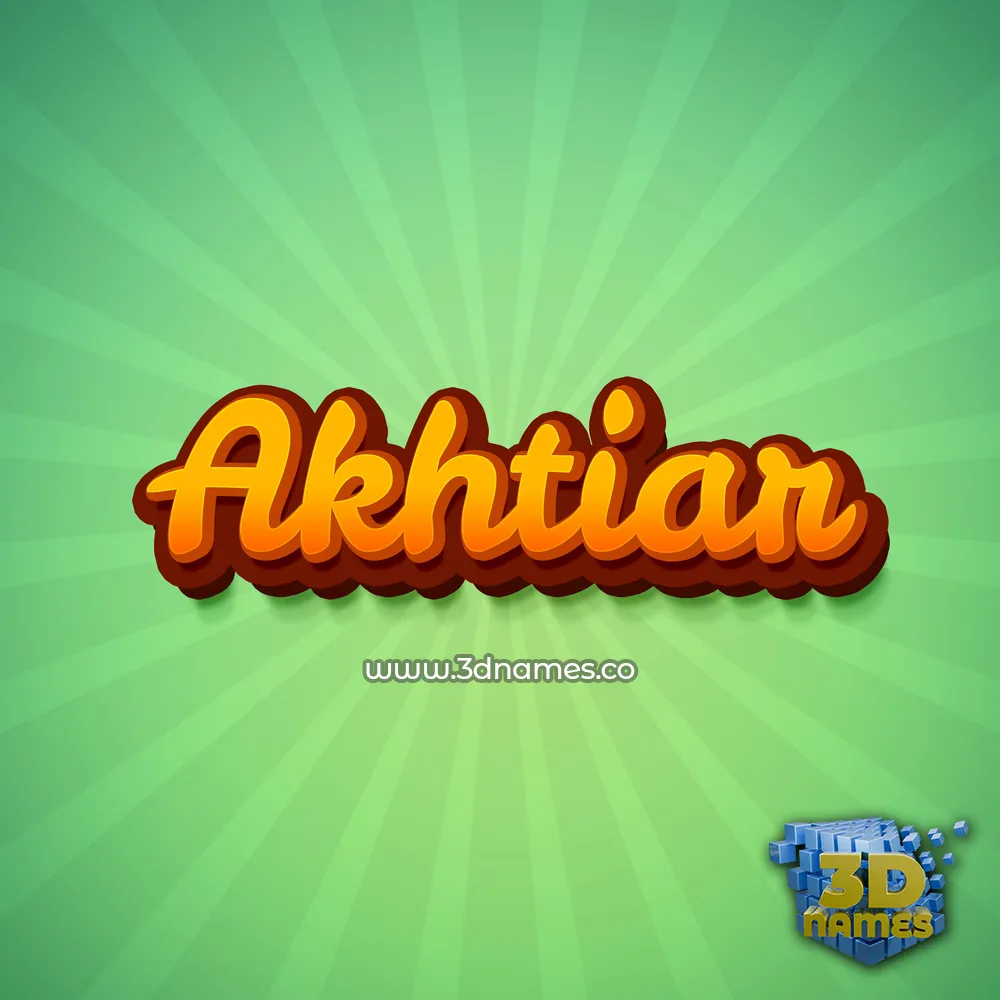 akhtiar in Green Rays style - 3D name wallpaper