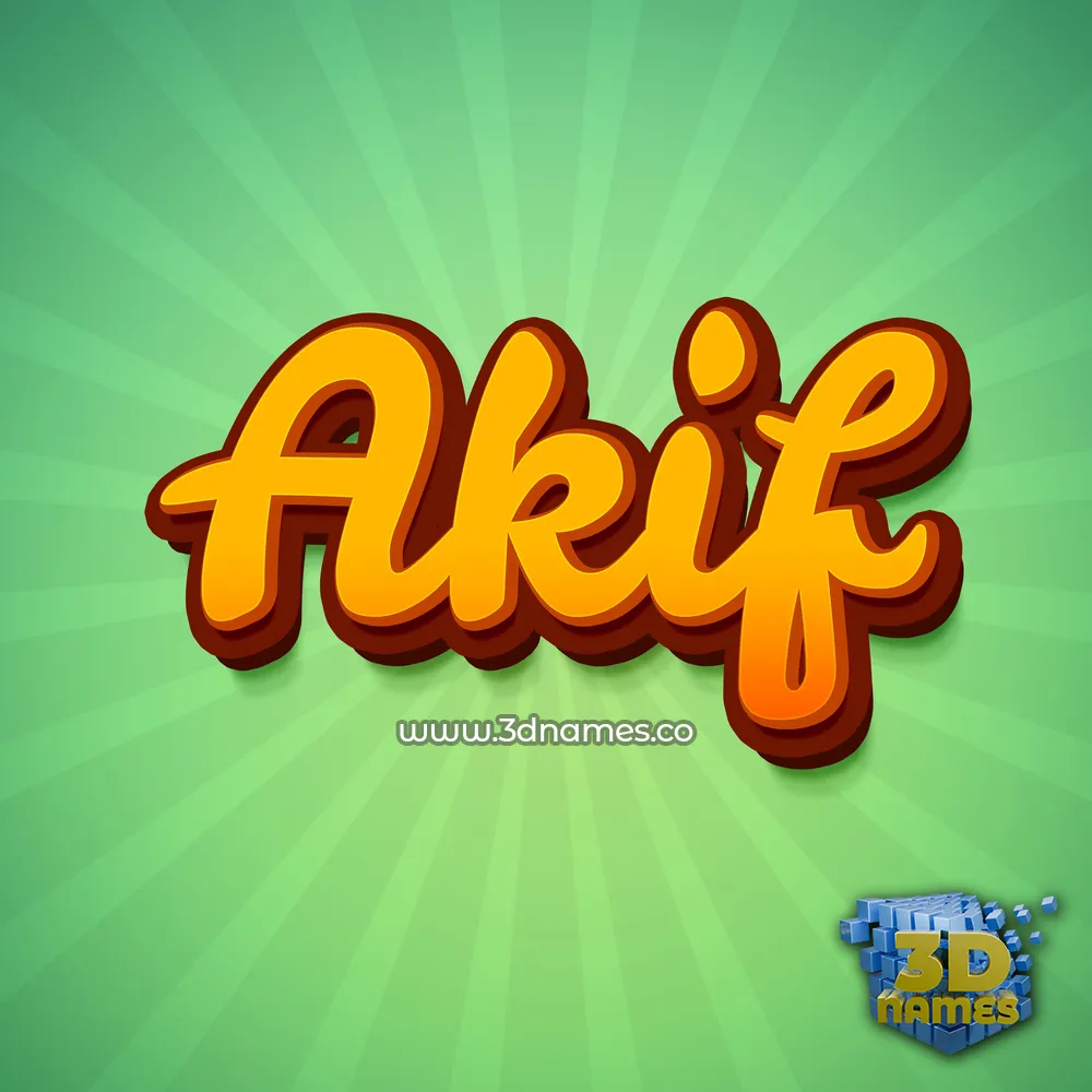 akif in Green Rays style - 3D name wallpaper